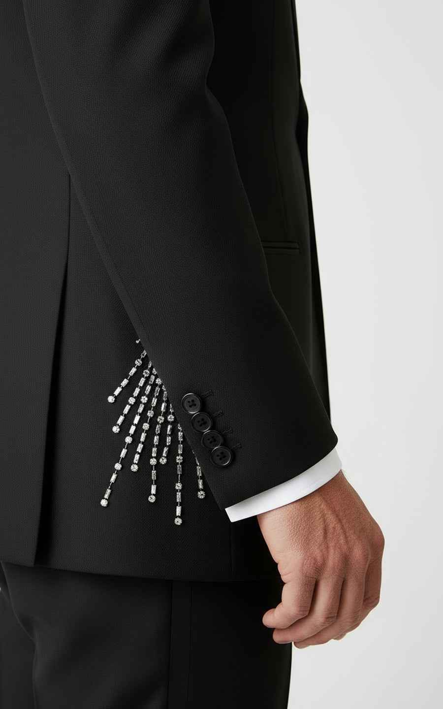 Men's crystal-embellished black evening suit Coat
