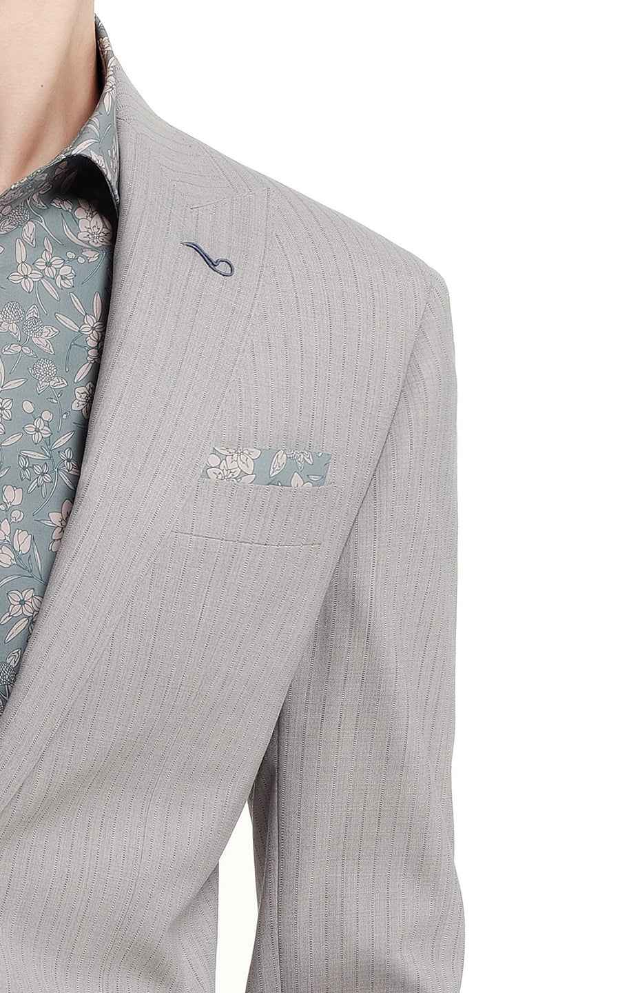 Men's Gray-Brown Striped Formal Custom Suits Set