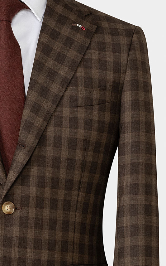 Brown plaid suit jacket high quality