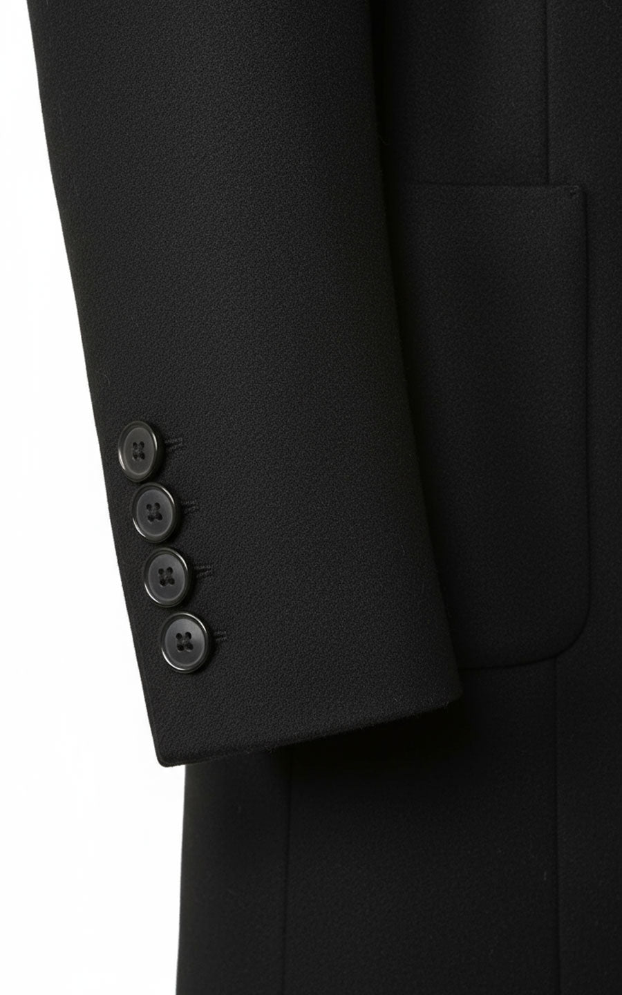 Women Black Wool Coat Double-Breasted Custom Tailored