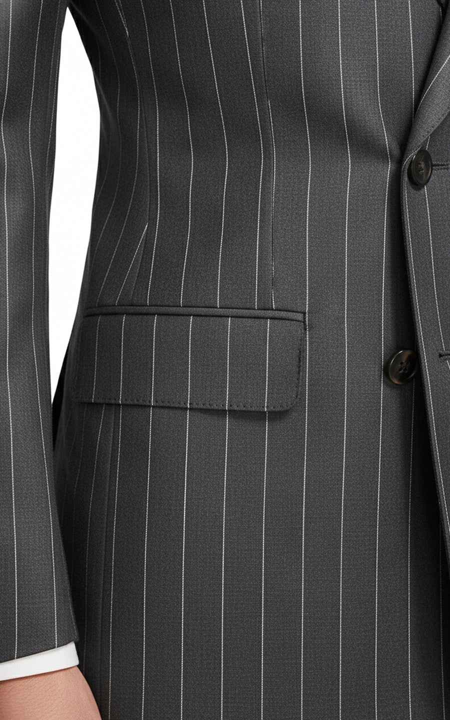 Men's gray pinstriped double-breasted formal custom suits set