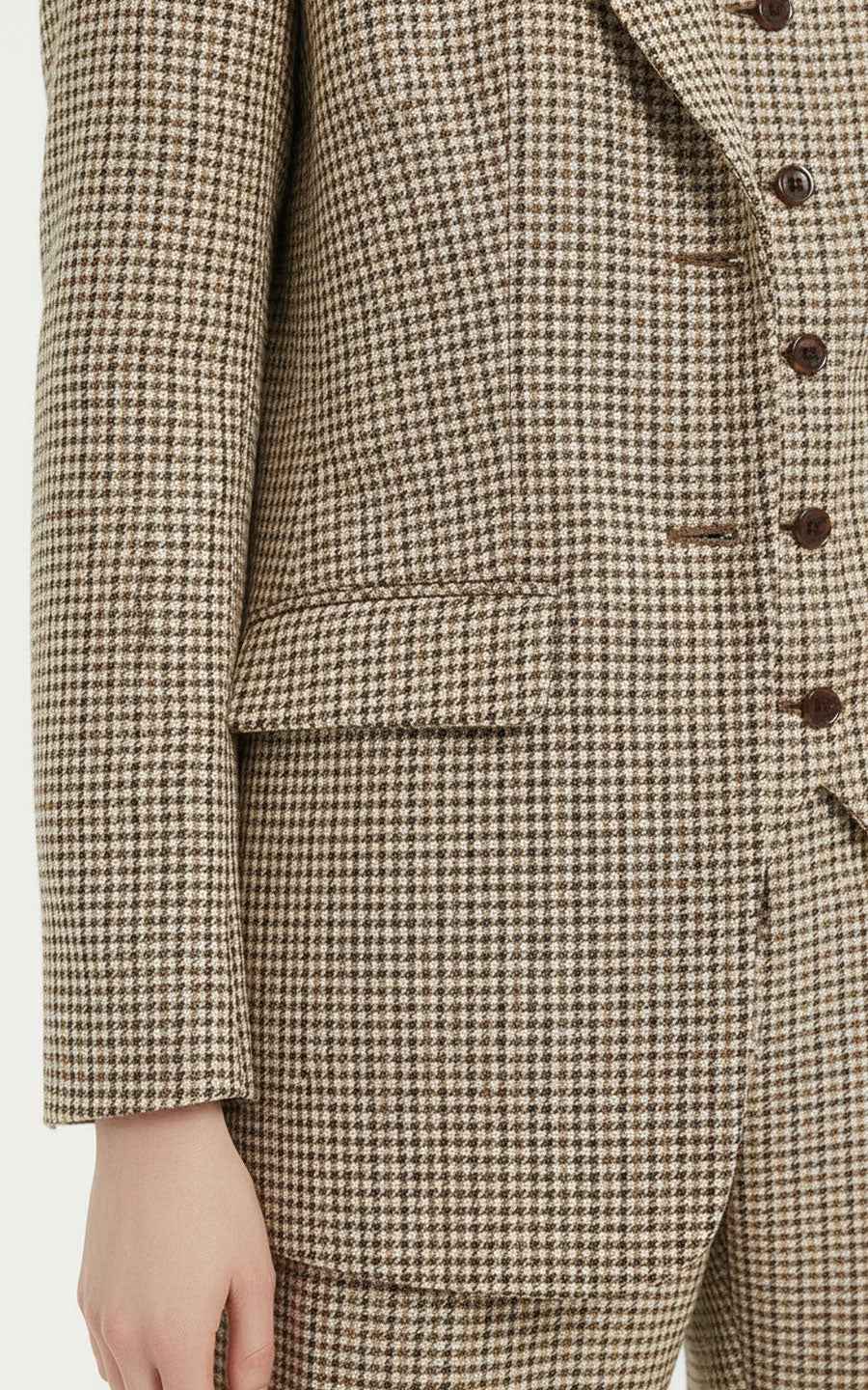 Custom Suits - Houndstooth Blazer Dress with Pockets