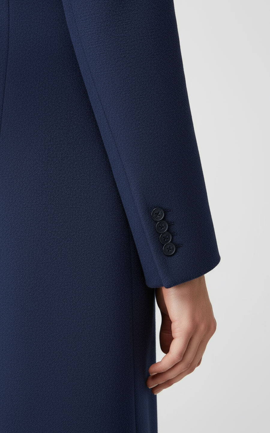 Women's Custom Wool - Navy Double Breasted Long Blazer