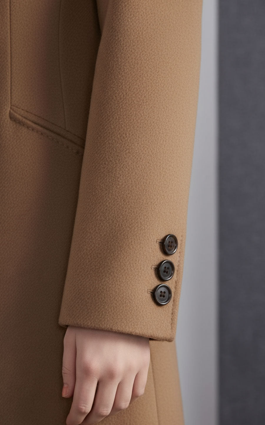 Women's Coat Camel Tailored Wool Double-Breasted Luxury