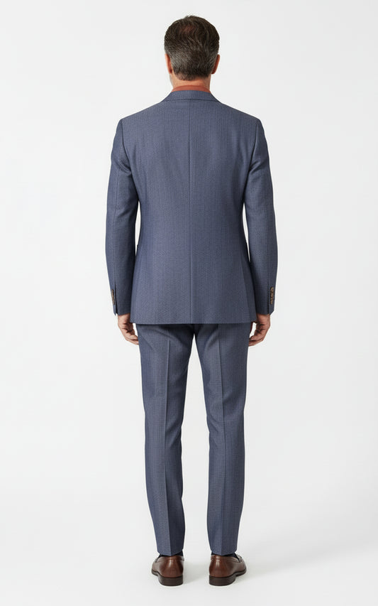 Custom Gray Blue Wool Business Online Suit Custom Casual Men Tailored Set | WIAI Custom Suits - View 2