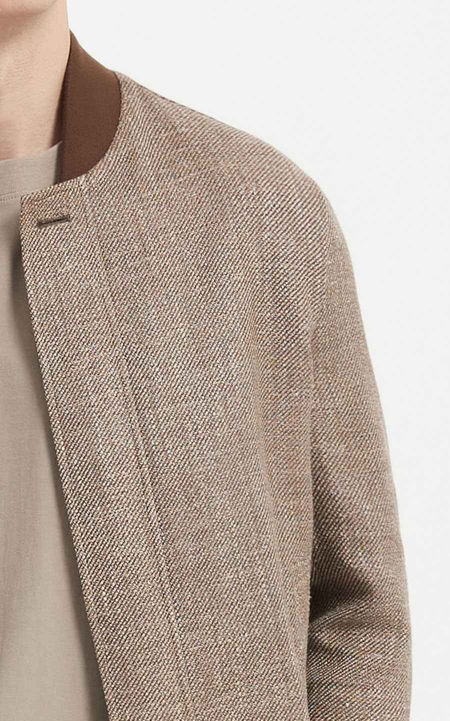Premium Beige Jacket - Textured Bomber Style