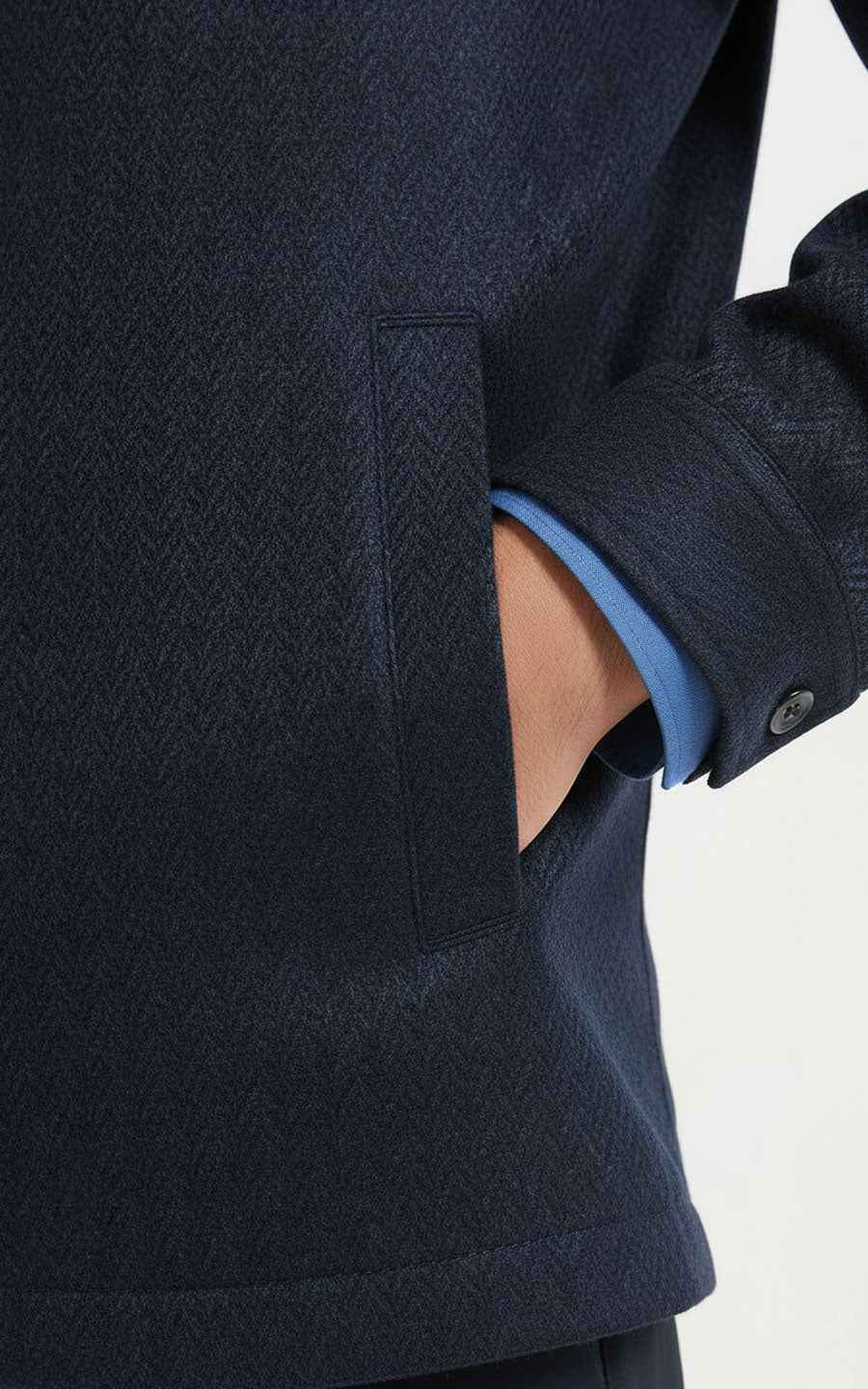 Men's Zip Jacket Navy Blue with Patterned Scarf