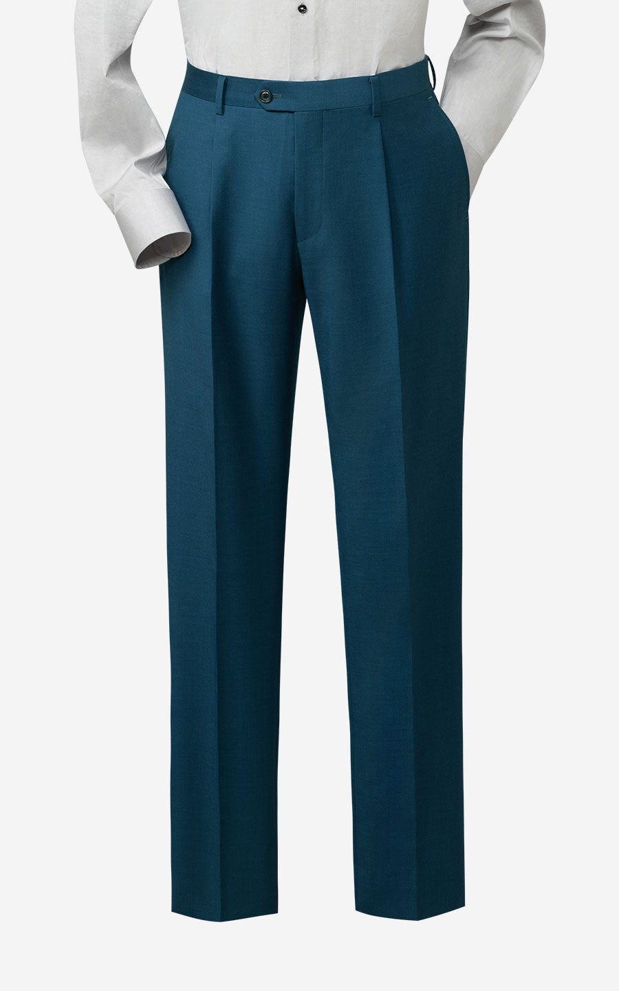 Custom Teal Wool Suit Pants - Tailored Fit Trousers