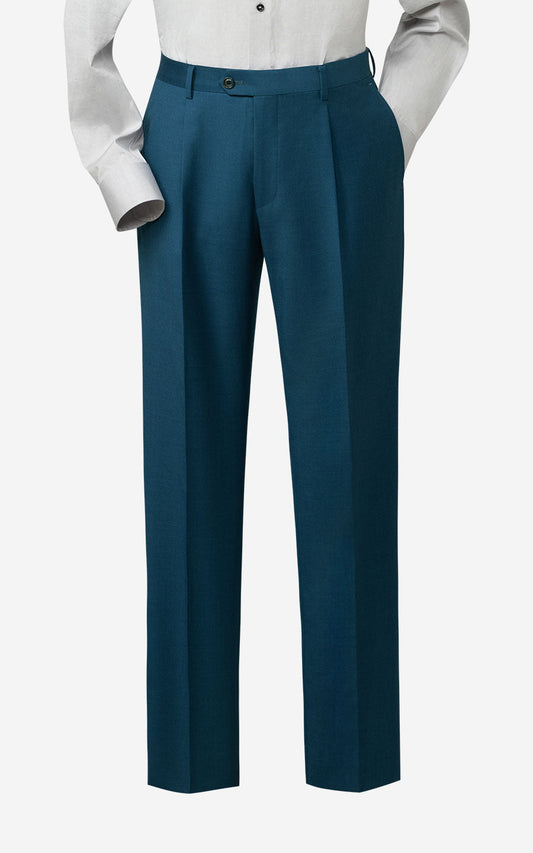 Custom Teal Wool Suit Pants - Tailored Fit Trousers