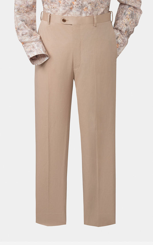 Custom Khaki Twill Trousers - Tailored Suit Pants