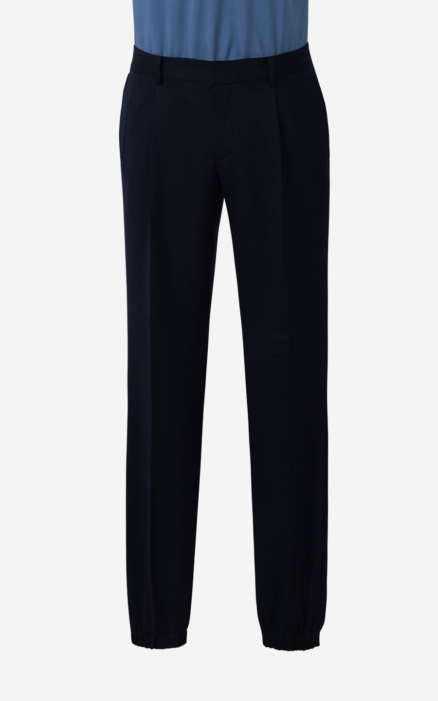 Custom Dark Blue Organic Wool Suit Pants - Tailored Fit