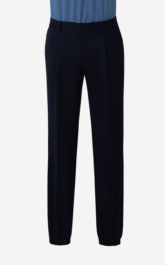 Custom Dark Blue Organic Wool Suit Pants - Tailored Fit
