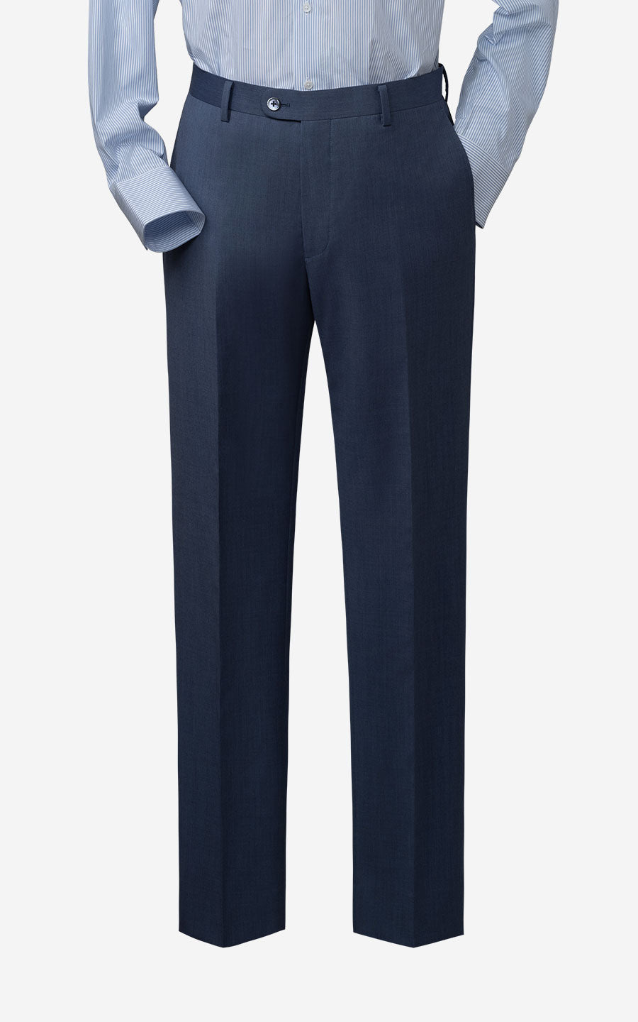 Light Blue Twill Wool Suit Pants - Custom Fit Men's