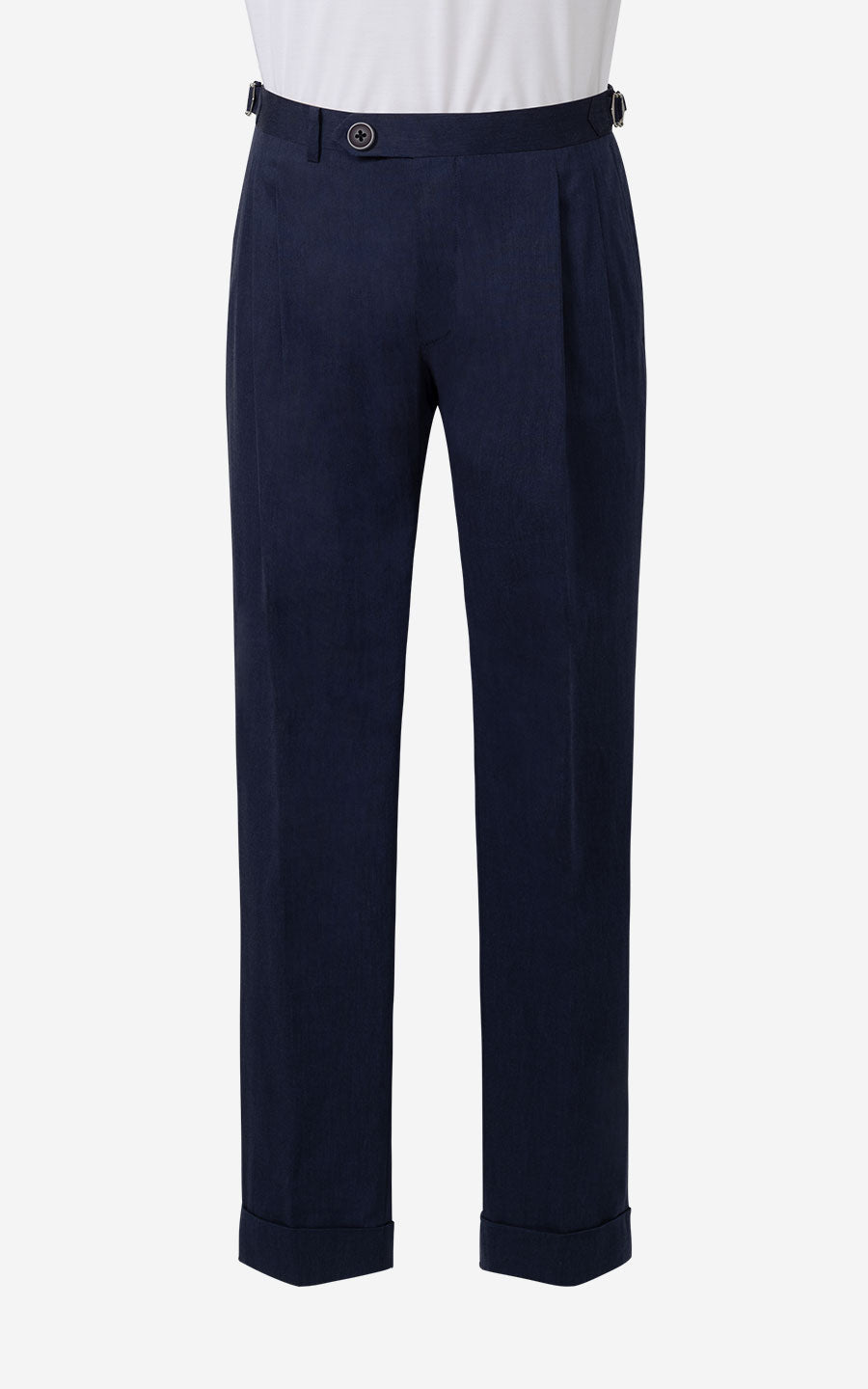Navy Blue Flannel Custom Casual Pants - Tailored Fit