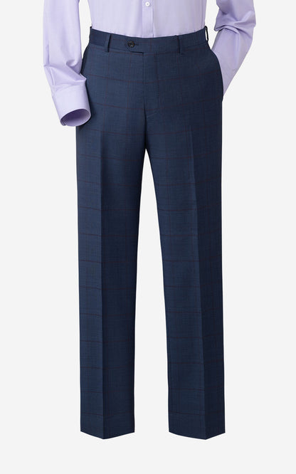 Men's Dark Blue Red Checkered Dress Pants - Formal Suit