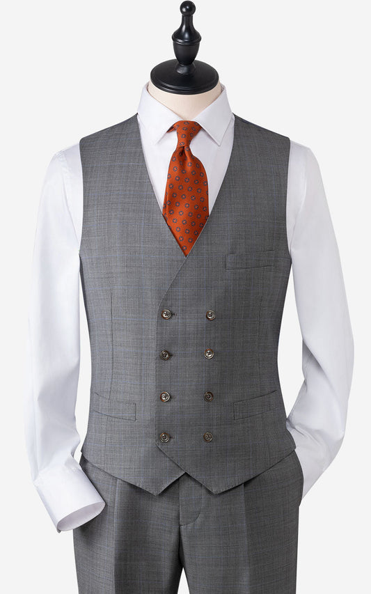 Premium grey wool vest - custom tailored online JX186
