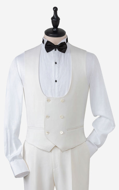 Custom milky white vest - elastic wool cashmere blend