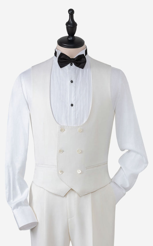 Custom milky white vest - elastic wool cashmere blend