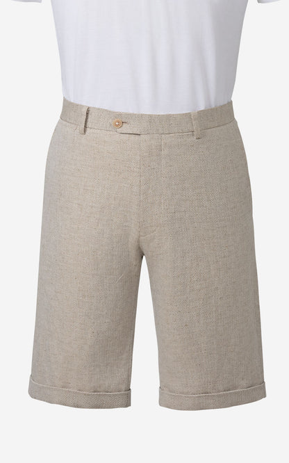 Beige herringbone suit pants - custom tailored fit KC125