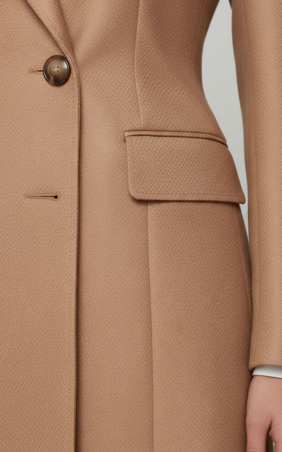 Custom Camel Wool Women's Coat Double-Breasted Office Wear