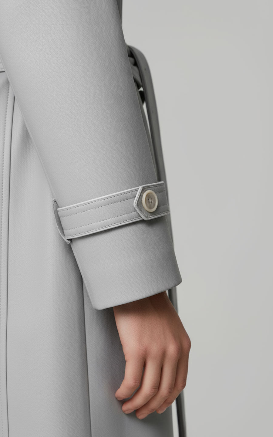 Classic Grey Trench Coat - Belted Women's Outerwear