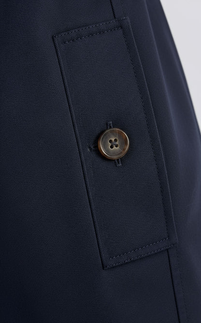 Navy Double-Breasted Blazer with Belt - Professional