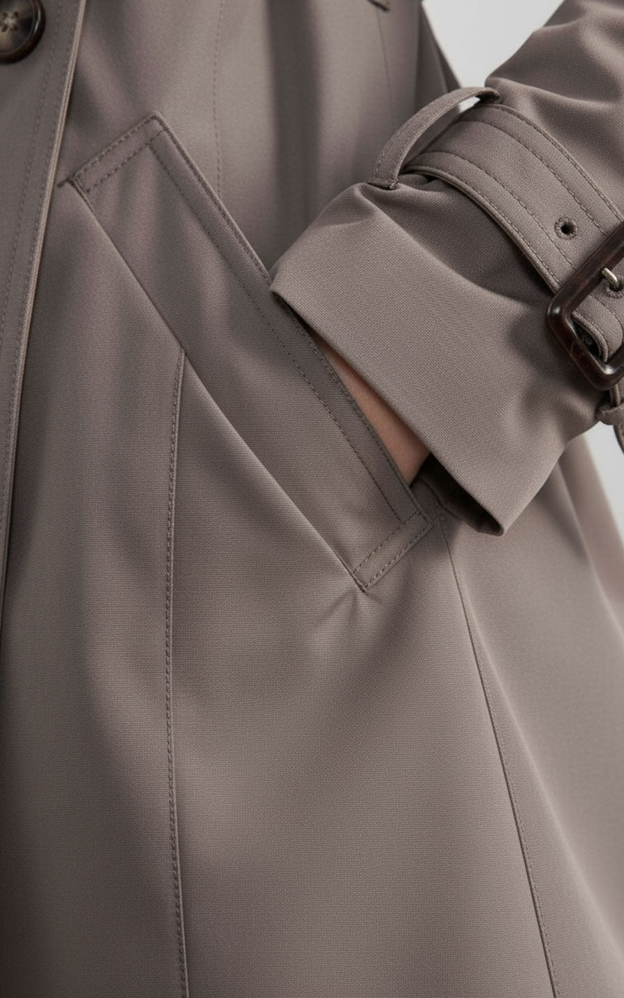 Classic Double-Breasted Trench Coat - Taupe