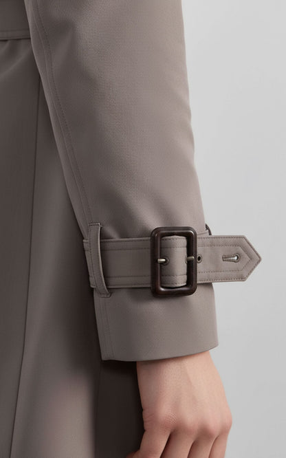 Classic Double-Breasted Trench Coat - Taupe