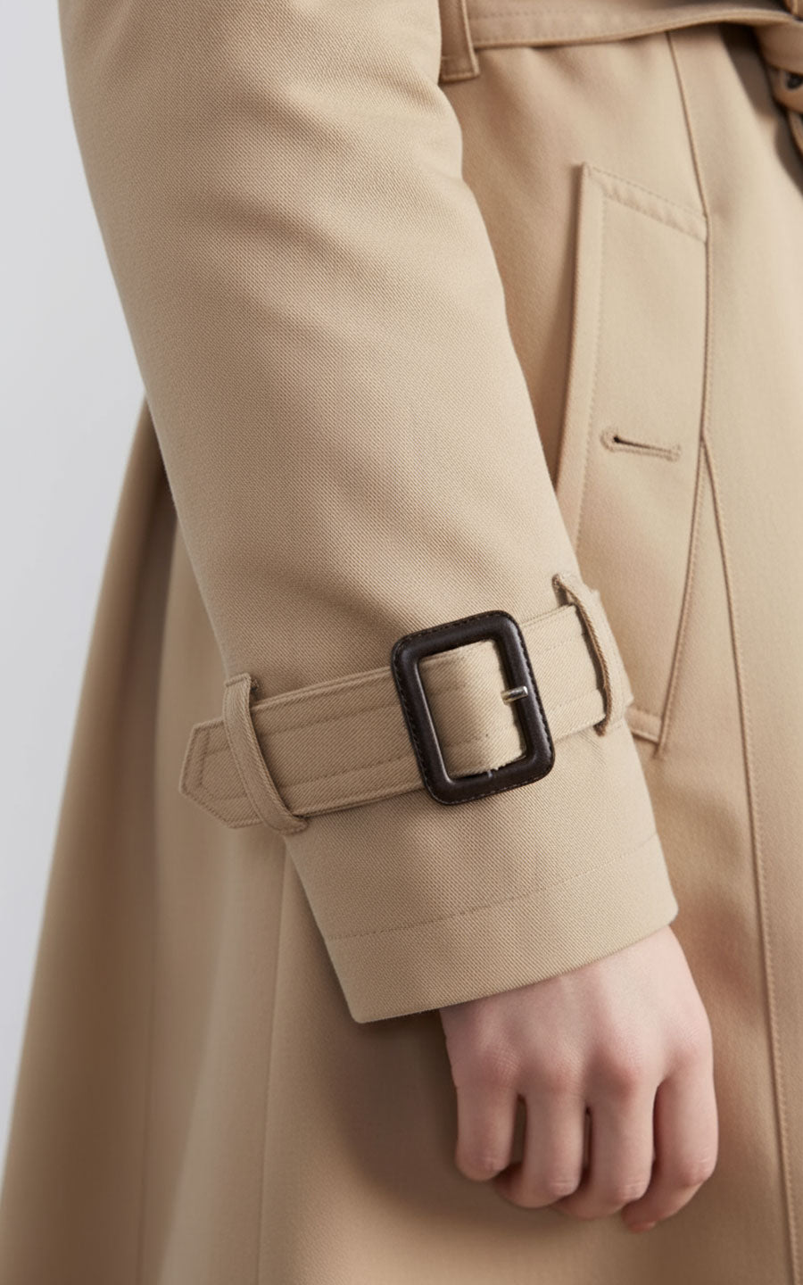 Classic Double-Breasted Trench Coat - Beige