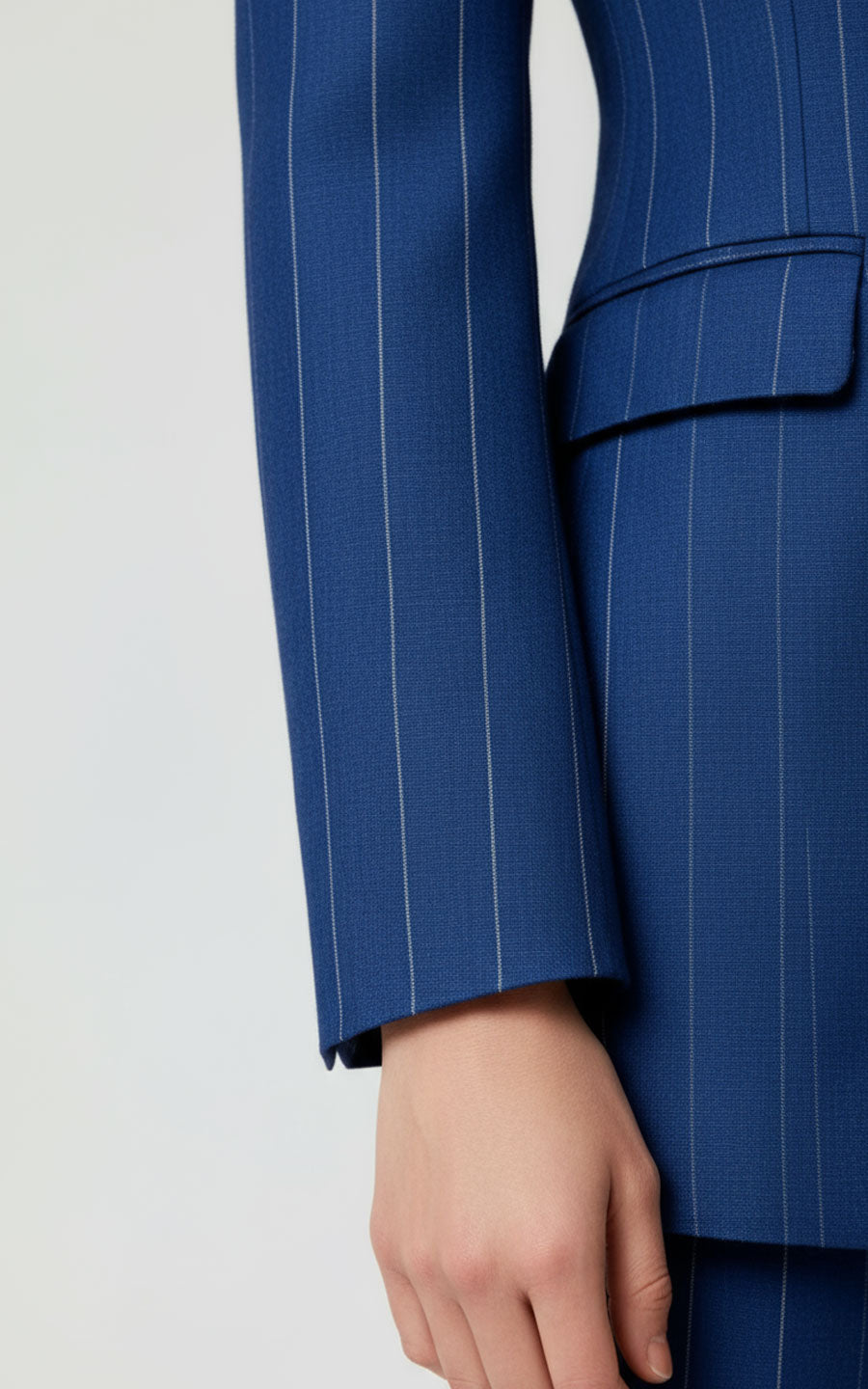 Navy Blue Pinstripe Double-Breasted Blazer Gold Buttons