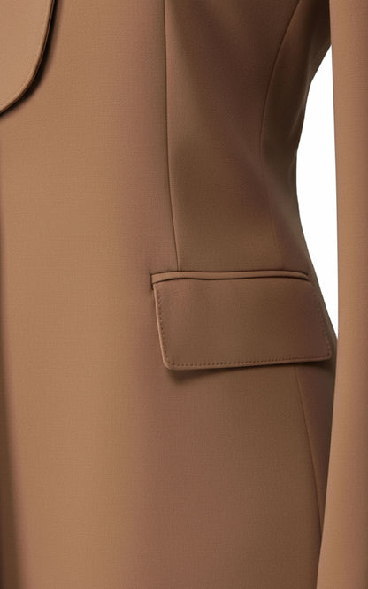 Women's Blazer Camel Business Shawl Collar Professional Coat