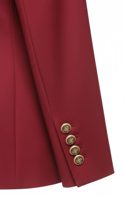 Burgundy Double-Breasted Blazer Women's Professional
