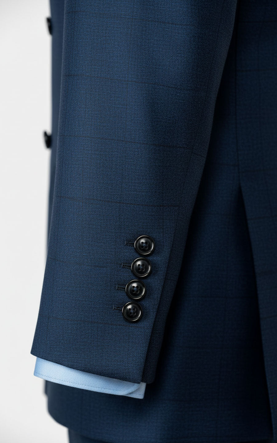 Navy Blue Wool Business Suit Custom Set for Men