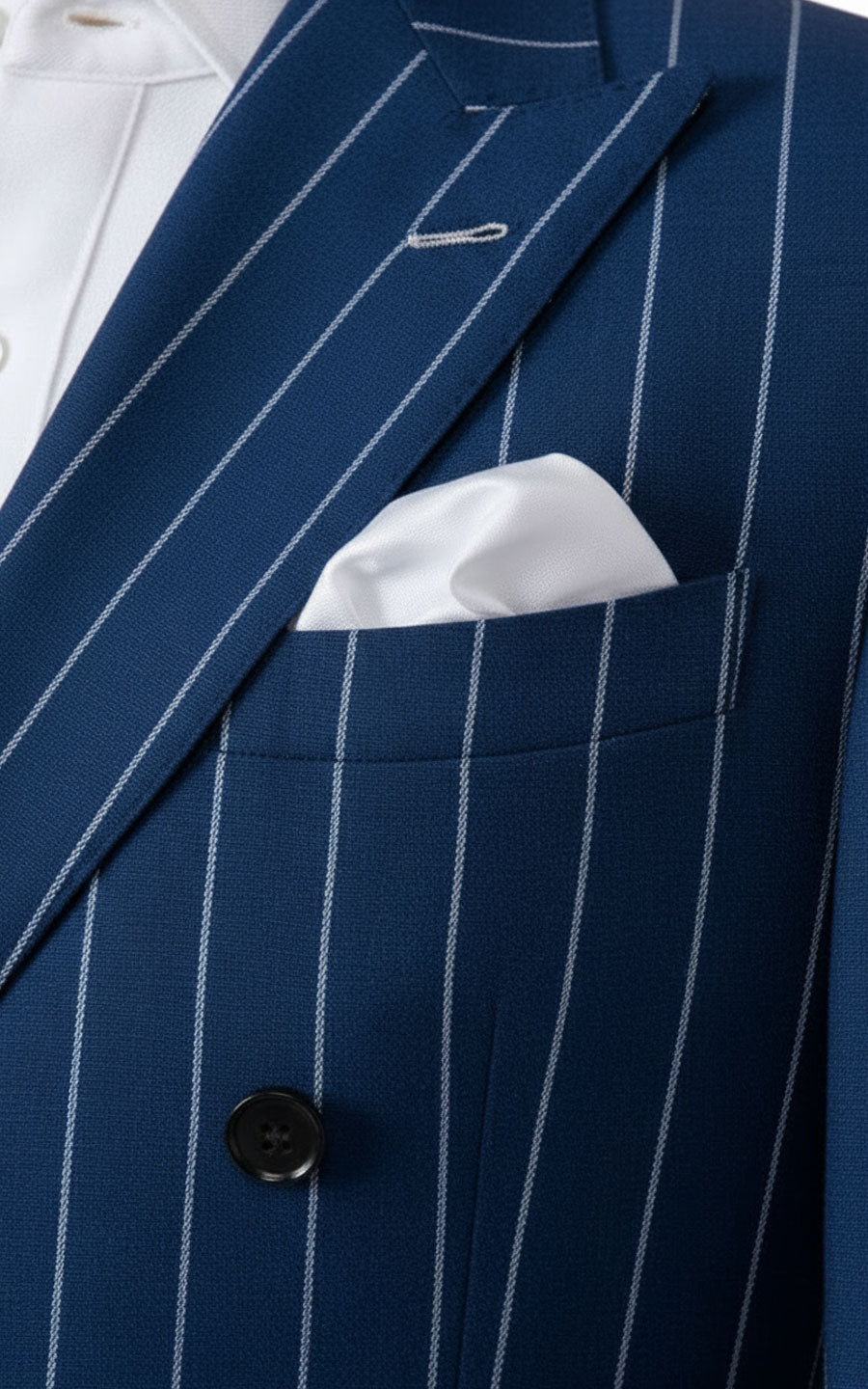 Navy Blue Pinstripe Tailored Suits Set Men Casual Wear