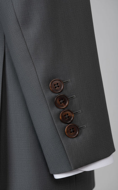 Custom Mens Suit Grey Twill Business Formal Tailored