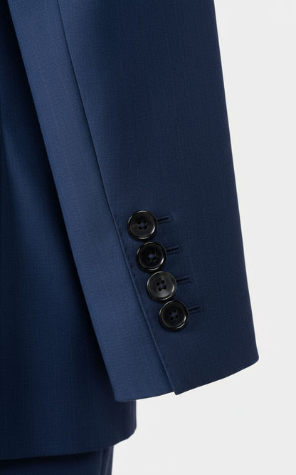 Custom Groom Tailored Suit Men Navy Herringbone Wedding