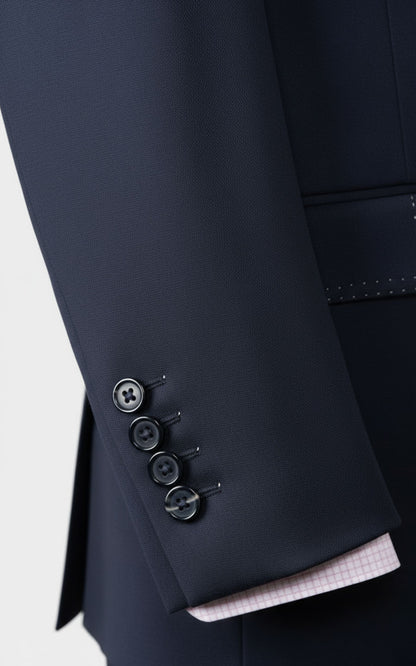 Tailored Men Navy Blue Silk Custom Business Suit Set