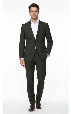 Custom Dark Green Suit Men Business Tailored Two Piece | WIAI Custom Suits - Main View