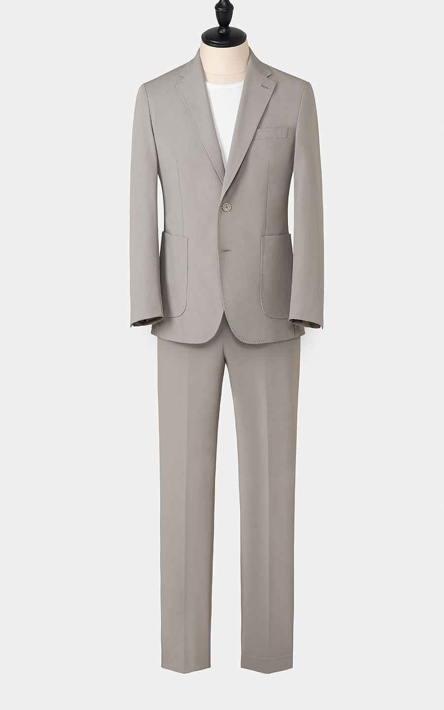 Men's Beige Wool Business Suit - Premium Custom Tailored