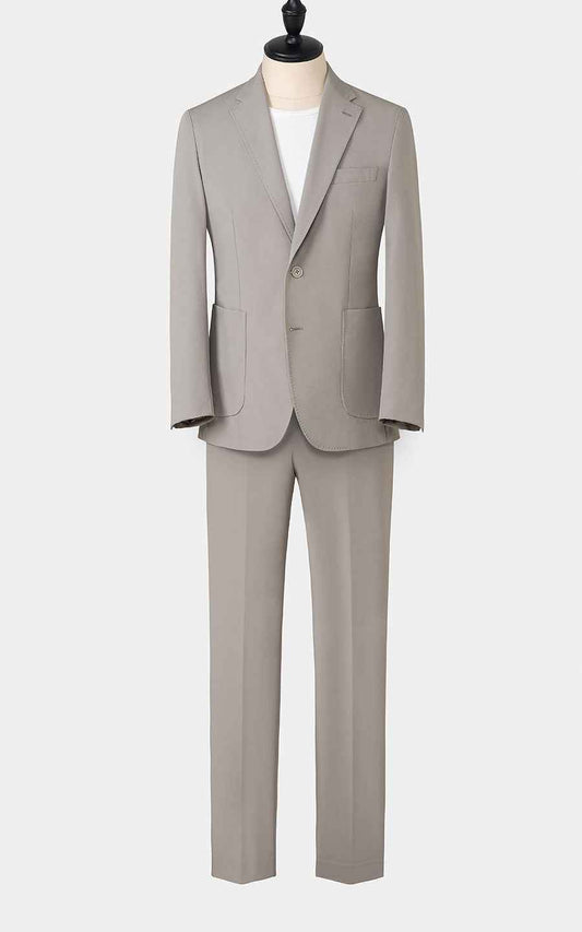 Men's Beige Wool Business Suit - Premium Custom Tailored
