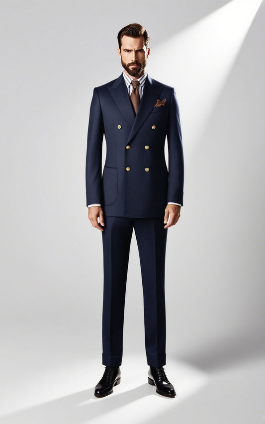 Navy Fine Twill Tailored Suit - Premium Custom