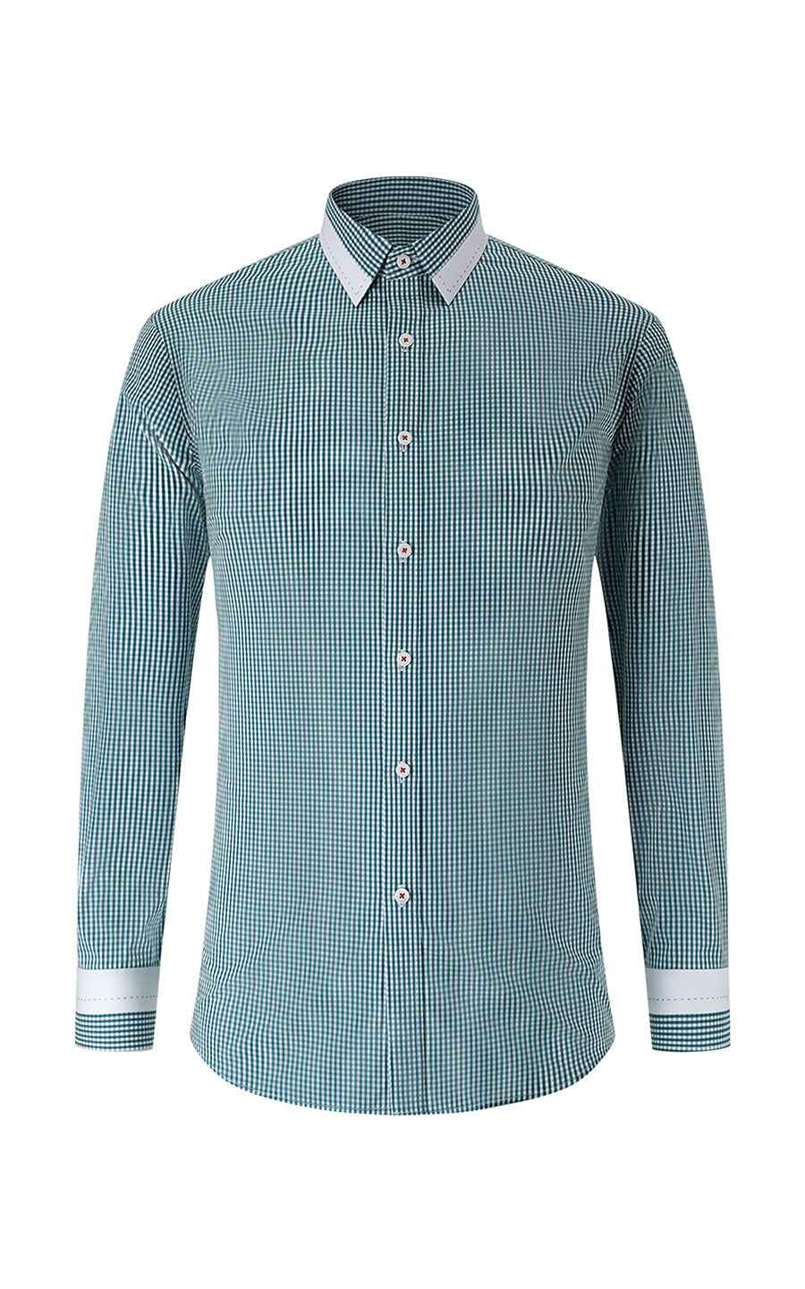 Men's casual shirt custom made Fashion green and white plaid