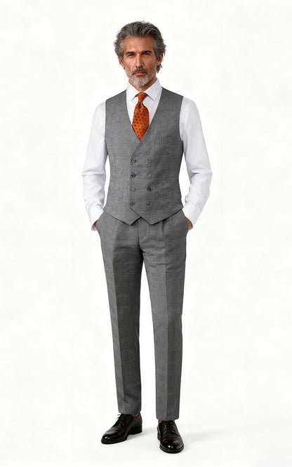Premium Grey Wool Vest Custom Tailored Online