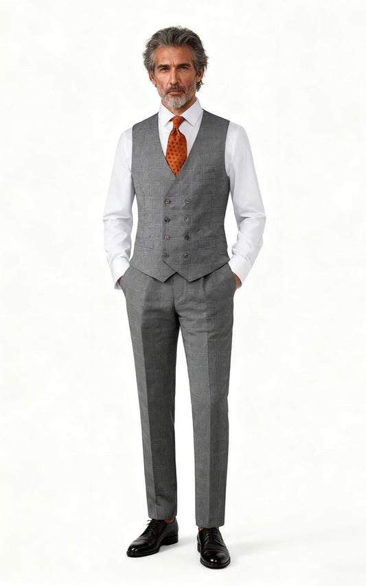 Premium Grey Wool Vest Custom Tailored Online