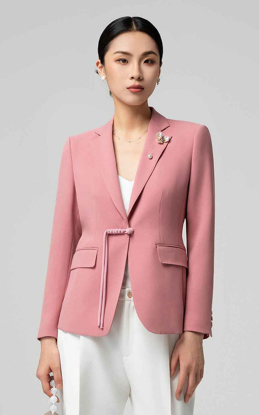 Pink Professional Blazer Suit Set - Women's Business Outfit