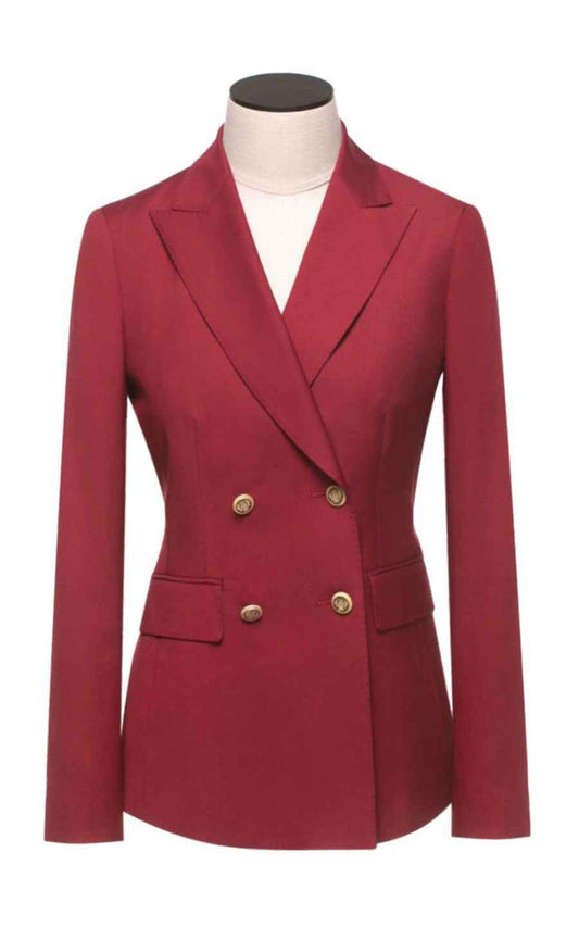 Burgundy Double-Breasted Blazer Women's Professional