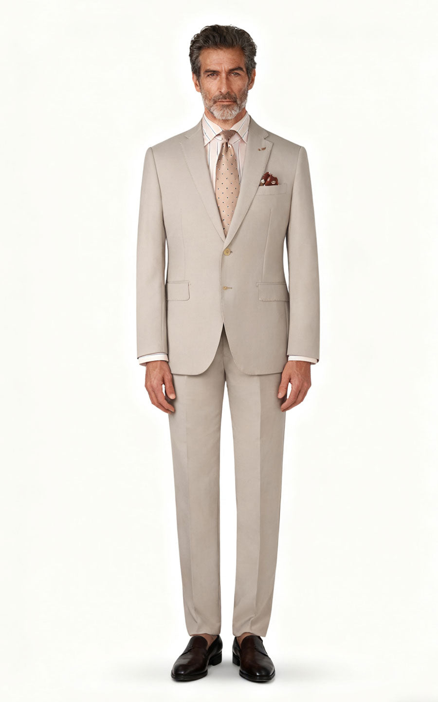 Custom Suits Khaki Twill Tailored - Bespoke Online