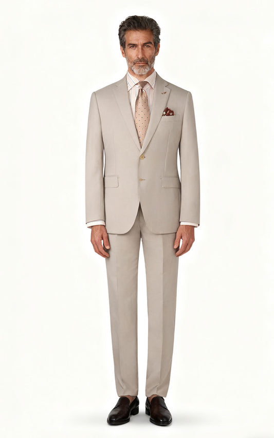 Custom Suits Khaki Twill Tailored - Bespoke Online