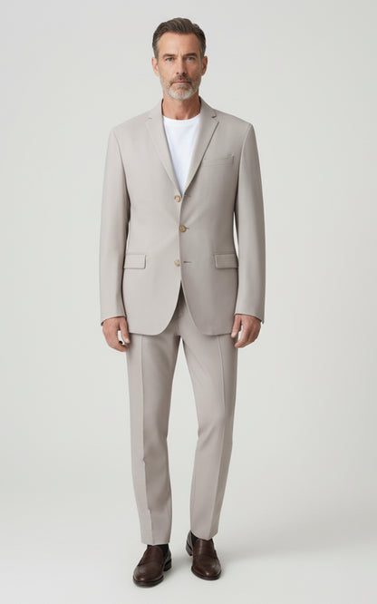Mens Casual Suit Beige Tailored Modern Leisure Set
