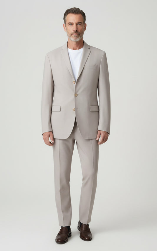 Mens Casual Suit Beige Tailored Modern Leisure Set